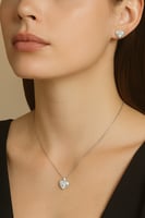 طقم القلب الكريستالي الفضي (فضة إسترليني 925)