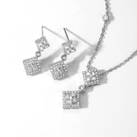 تألق المربع الذهبي: طقم عقد وأقراط هندسي زركونيا (...