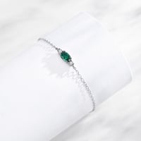 سوار فضة 925 بلون الزمرد الأخضر والياقوت الأبيض (ف...