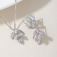 طقم الزهور الكريستالي الفضي (فضة إسترليني 925)