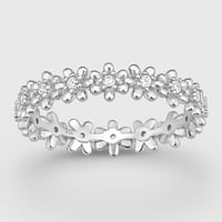 خاتم زهرة فضي مرصع بالزركون (فضة إسترليني 925)