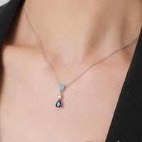 طقم قطرتي الياقوت الأزرق والسماء (فضة إسترليني 925...