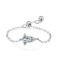 خاتم زركون بقصة الكمثرى قابل للتعديل (فضة استرليني...