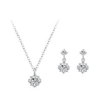 طقم قلادة وأقراط زركون بتصميم زهري (فضة إسترليني 9...