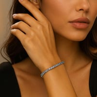 سوار تنس فضي كلاسيكي باللون الأزرق المميز (فضة إست...