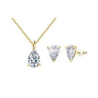 طقم مجوهرات بتصميم قطرة مطلي ذهب عيار 14 (فضة إستر...