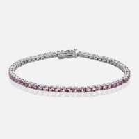 سوار تنس فضي كلاسيكي باللون الوردي المميز (فضة إست...