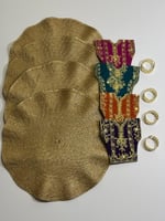 طقم زري شعبي ذهبي 4 قاعدة صحن و4 جيب شعبي للملاعق...