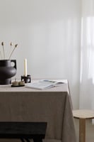 مفرش لنن فاخر ابيض و بيج و رمادي (320*140) cm