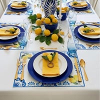 طقم الليمون 8 قاعدات للصحون 8 خواتم مناديل ومنديل...