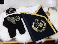 اطقم مواليد 3 قطع بربتوز مدس طاقيه