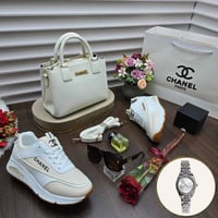 طقم نسائي فاخر ماركة شانيل مع شوز وإكسسوارات هدية...