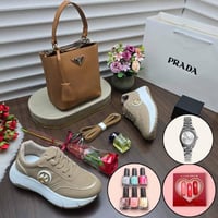 طقم هدايا نسائي فاخر شنطه وحذاء وساعة وعناية تجميل