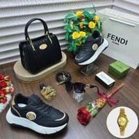 طقم نسائي فاخر شنطة وحذاء وساعة مع عطر وإكسسوارات...