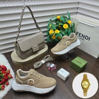 طقم نسائي أنيق شنطه كتف وحذاء مريح مع ساعة