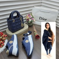 طقم نسائي شتوي فاخر مع شنطة وحذاء وشال فرو