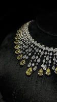 طقم اصفر راقي تصميم شبيه ألماس وقفل ألماس وزن ثقيل