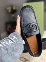 لوفر رسمي قوتشي سجنشر انترلوك Gucci Square Toe Lea...