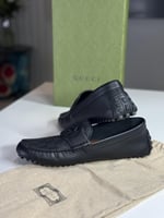 لوفر رسمي قوتشي سجنشر انترلوك Gucci Square Toe Lea...