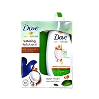 غسول استحمام بزيت جوز الهند وحليب اللوز مع ليفة من...