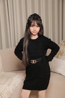 فستان بناتي شتوي مع حزام