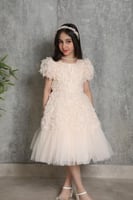 فستان بناتي لون بيج