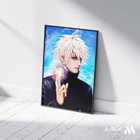 بوستر أنمي 3D متحرك - غوجو ساتورا من أنمي جوجيتسو...