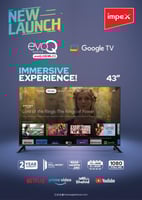 شاشة أمبيكس جلوريا سمارت 43 بوصة – Google TV – HDR...