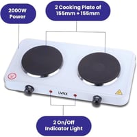 لينكس موقد كهربائي حجري شعلتين - 2000 واط - أبيض -...