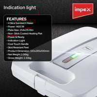 محمصة ساندوتش امبيكس 800 واط – أطباق غير لاصقة وتق...
