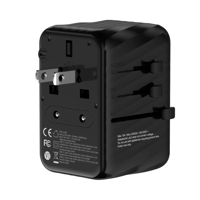 شاحن جداري للسفر دولي أسود 45 واط