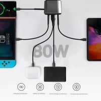 رابسول منصة شحن مكعبة متعددة المنافذ 80 واط – رماد...