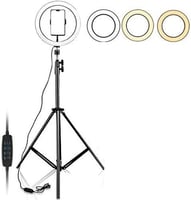 مصباح سيلفي حلقي مقاس 10 انش مع حامل ثلاثي طويل 21...