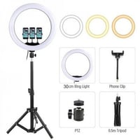 رينق لايت اضاءة قطر 18 سم للتصوير مع 3 حامل جوال ق...