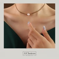 تشوكر مصنوع من الفولاذ المطلي بالذهب عيار 18 مع حب...