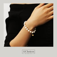 اساور من اللؤلؤ الزراعي المطلي بالذهب بلونين ذهبي...