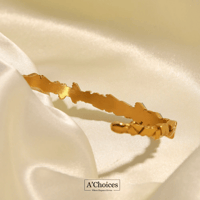 سوار مفتوح مصنوع من الستانلس ستيل المطلي بالذهب عي...