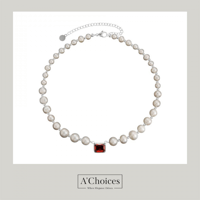 سلسال لولو لزراعي المطلي بالذهب مع حجر أحمر بلونين...