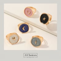 خواتم ملونة بأشكال مختلفة مطلية ذهب قابلة للتعديل