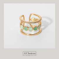 خاتم مصنوع من الفولاذ المقاوم للصدأ مطلي بالذهب مع...