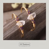 اساور ملفوفة بالأسلاك مطلية ذهب بحجر الكوارتز والج...