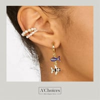 قرط من اللؤلؤ الزراعي قابل للتعديل من دون ثقب لون...