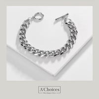 سوار سلسلة بمشبك دائري بلون فضي