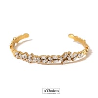 سوار مفتوح مصنوع من الستانلس ستيل المطلي بالذهب عي...