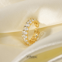 خاتم مطلي بالذهب عيار 18 مع الزيركون اللامع قابل ل...