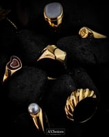 خاتم مطلي بالذهب 18 مع لؤلؤ