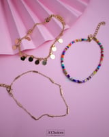 خلخال نسائي خلاخل من ثلاث طبقات منفصلة بشكلين مختل...