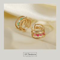 خاتم مصنوع من الفولاذ المقاوم للصدأ مطلي بالذهب مع...