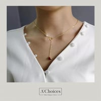 سلسال فضة ناعم عيار 925 مطلي بالذهب مع حجر أحمر