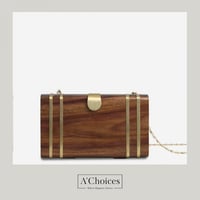 حقيبة يد هندية أنيقة مصنوعة يدوياً من الخشب مع سلس...